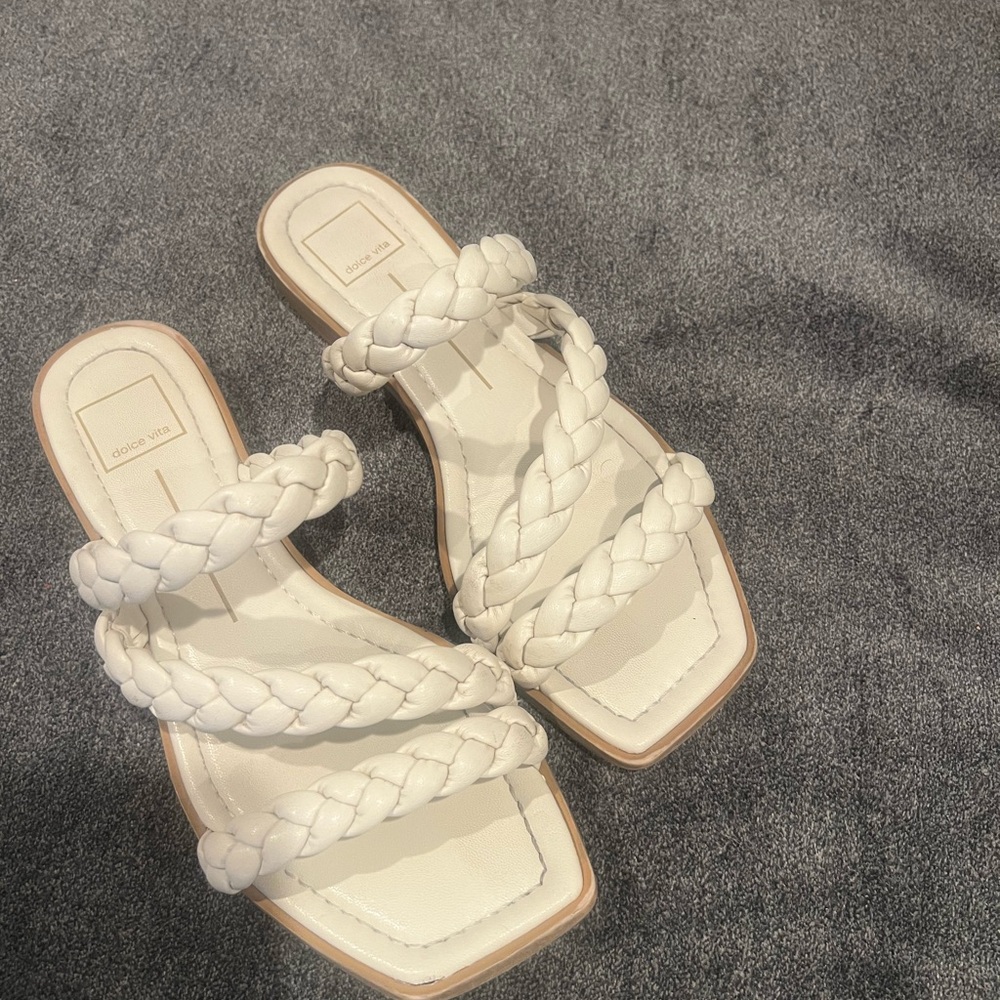 Elegant White Braided Women's Sandals